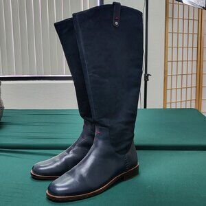 Ellen Degeneres leather wide calf navy blue tall knee high boots size 11 M EUC